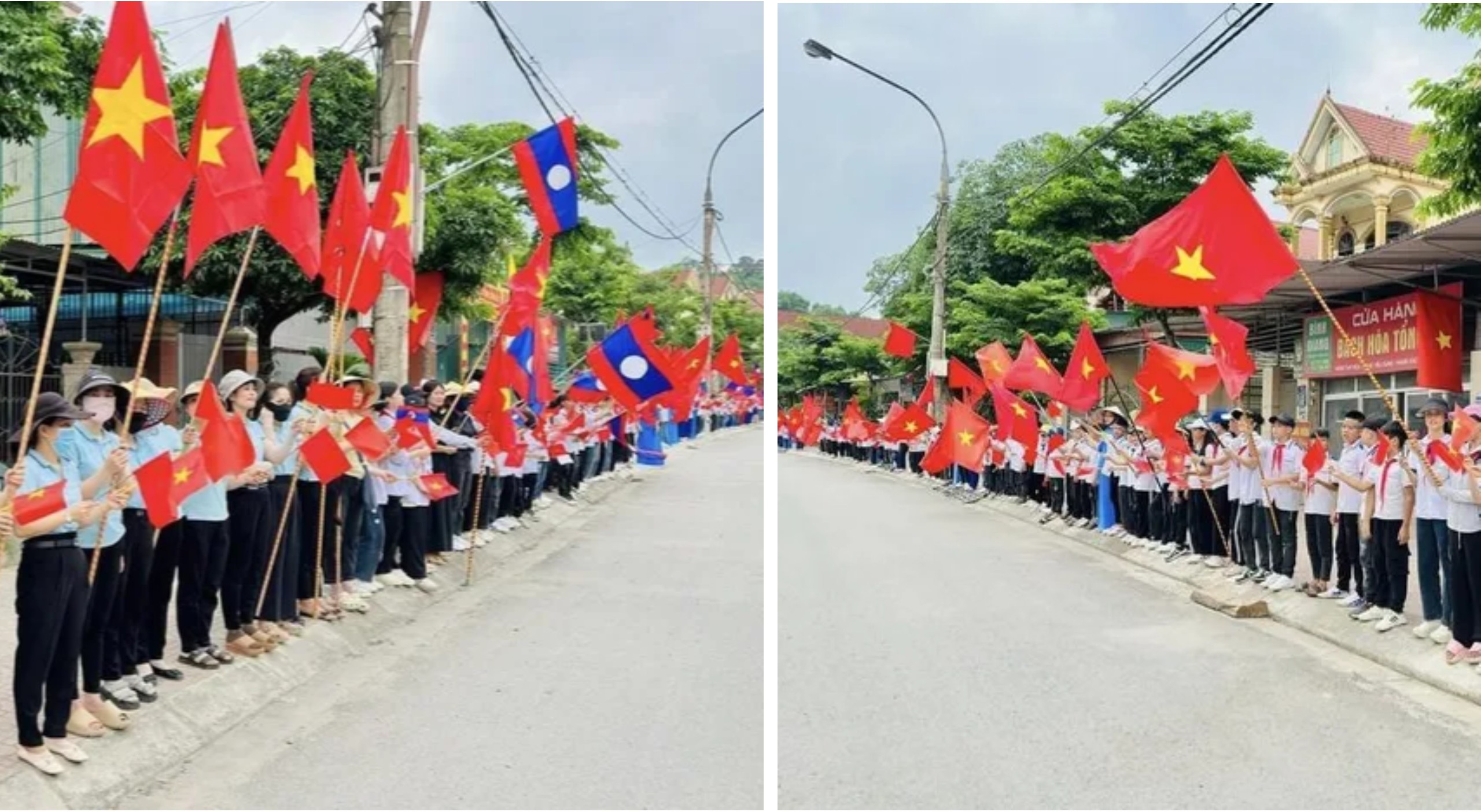 Người dân đứng 2 bên đường cầm quốc kỳ đón các liệt sỹ về đất mẹ - 1