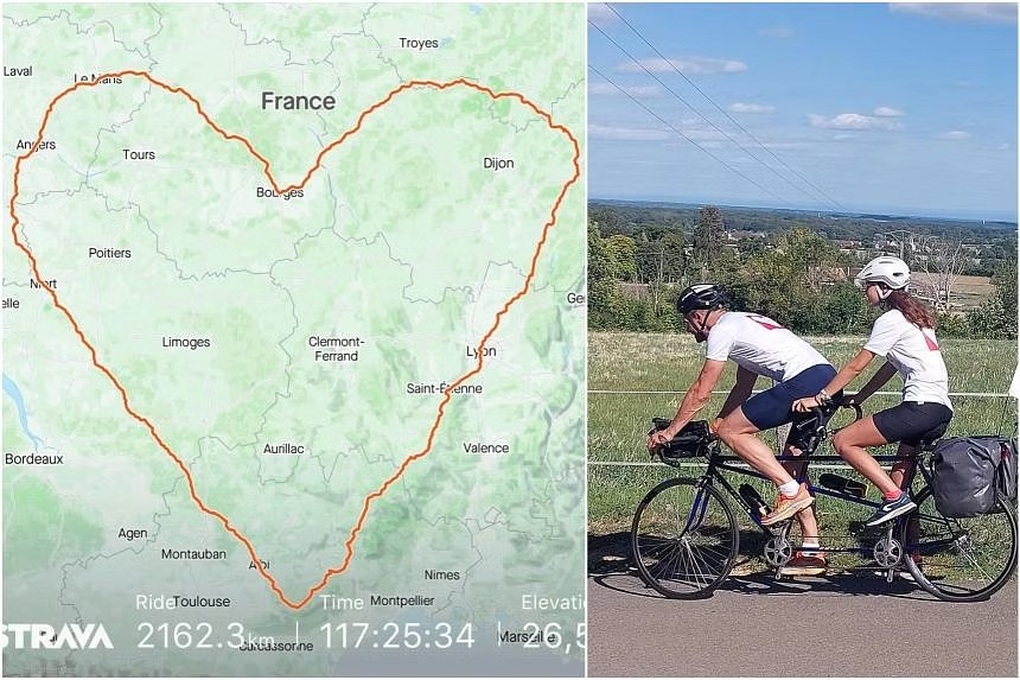 Cha con người Pháp đạp xe 2.000km để vẽ trái tim khổng lồ - 1 Cha con người Pháp đạp xe 2.000km để vẽ trái tim khổng lồ - 1