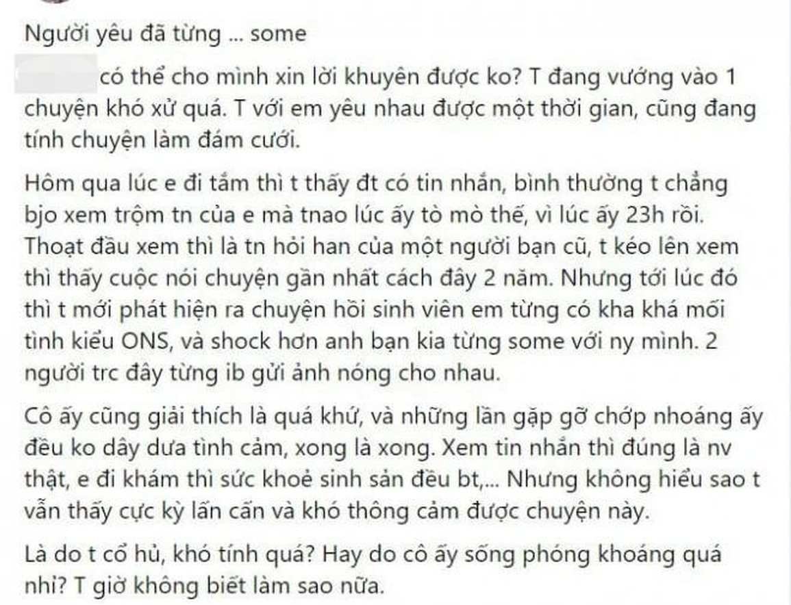 Tranh cãi vụ phát hiện vợ sắp cưới từng qua lại với 2 đàn ông cùng lúc - 1 Tranh cãi vụ phát hiện vợ sắp cưới từng qua lại với 2 đàn ông cùng lúc - 1