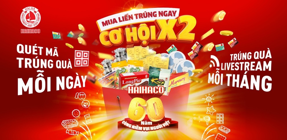 Bánh kẹo Hải Hà tung chương trình ưu đãi nhân đôi nhân dịp hơn 60 năm thành lập - 1 Bánh kẹo Hải Hà tung chương trình ưu đãi nhân đôi nhân dịp hơn 60 năm thành lập - 1