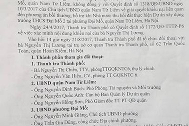 Công dân quyết liệt phản đối kết quả giải quyết khiếu nại của Chủ tịch quận Nam Từ Liêm