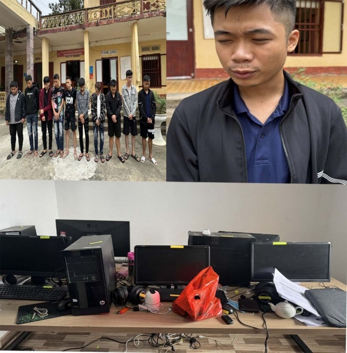 Đối tượng Lê Tất Đạt và các tượng bị bắt giữ cùng tang vật (Ảnh: Công an Thanh Hóa)