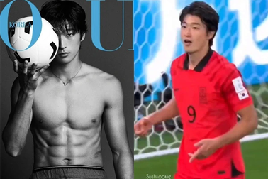 Tuyển thủ bóng đá điển trai của Hàn Quốc khoe thân hình "sáu múi"