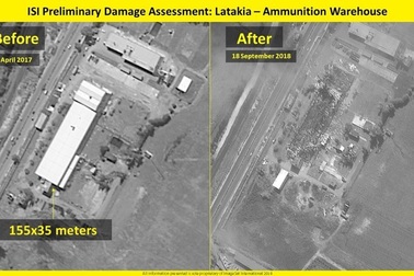 Israel công bố ảnh san phẳng kho vũ khí Syria giữa lùm xùm máy bay Nga bị bắn nhầm