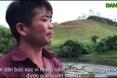 Người dân bức xúc trước tình trạng trang trại lợn xả thải gây ô nhiễm.