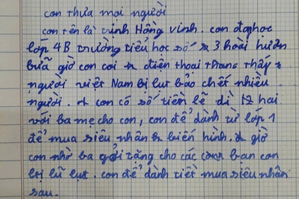 Cậu bé lớp 4 đập heo đất tiết kiệm 4 năm ủng hộ đồng bào miền Bắc - 2 Cậu bé lớp 4 đập heo đất tiết kiệm 4 năm ủng hộ đồng bào miền Bắc - 2