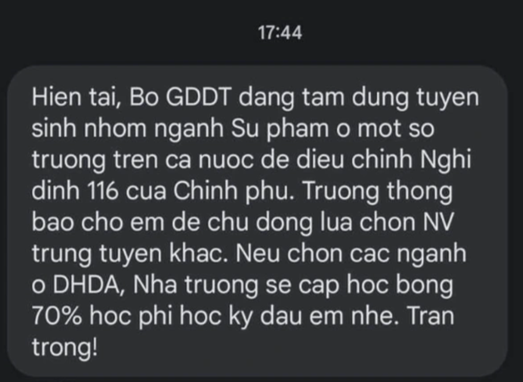 Thí sinh chọn sư phạm lo trượt đại học vì trường chưa được giao chỉ tiêu - 2 Thí sinh chọn sư phạm lo trượt đại học vì trường chưa được giao chỉ tiêu - 2