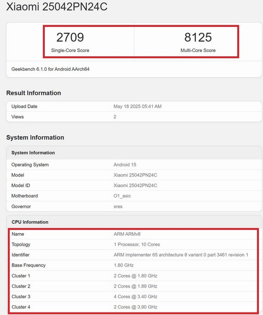 تم الكشف عن تكوين شريحة الهاتف المحمول المتطورة التي أطلقتها شركة Xiaomi مؤخرًا ونتائج الأداء - 1 Lộ cấu hình và điểm hiệu suất chip di động cao cấp mới ra mắt của Xiaomi - 1