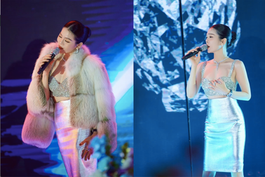 Lệ Quyên cởi áo khoác trên sân khấu, khoe sắc vóc gợi cảm