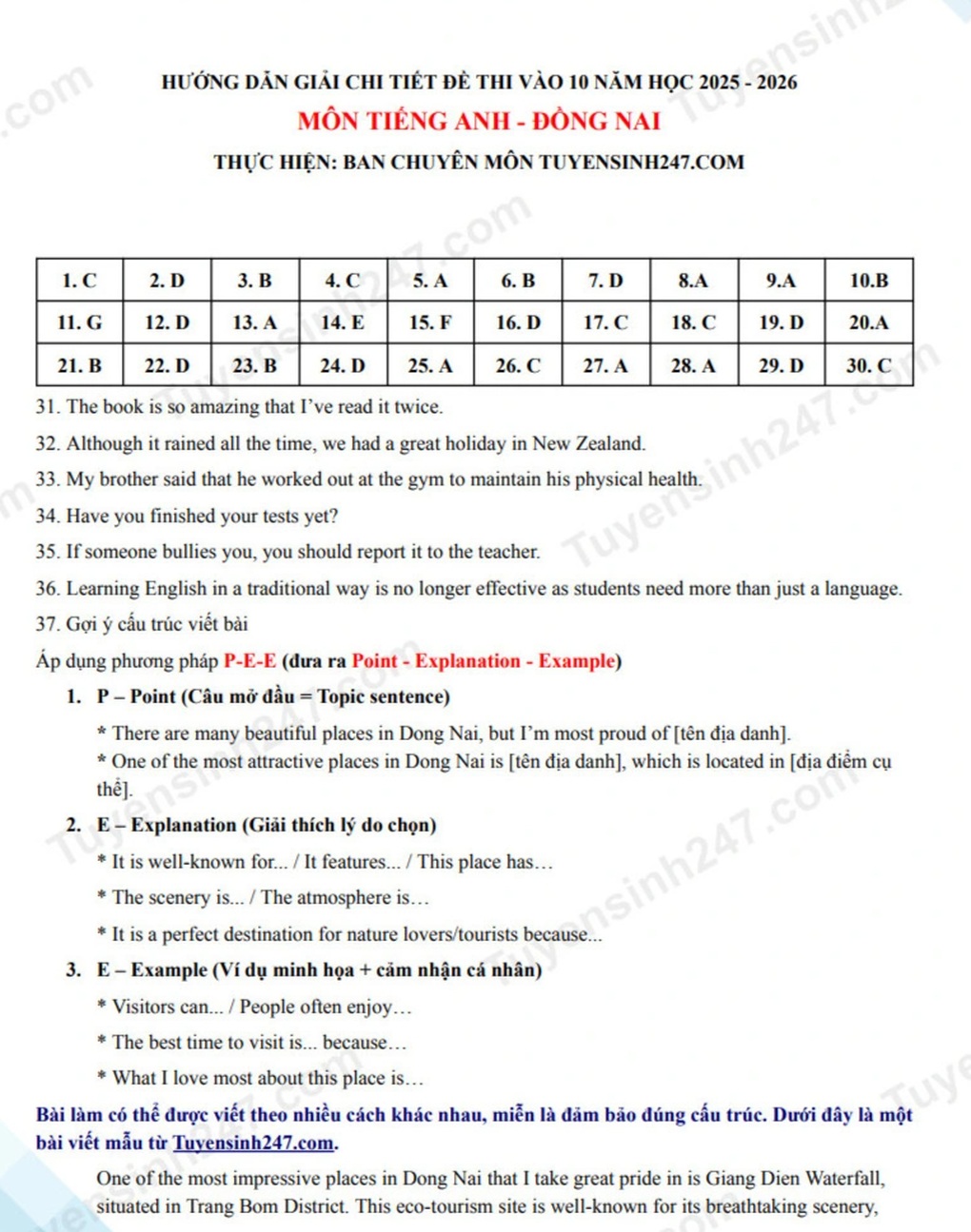 Đề và đáp án môn tiếng Anh thi lớp 10 năm 2025 tỉnh Đồng Nai - 5 Đề và đáp án môn tiếng Anh thi lớp 10 năm 2025 tỉnh Đồng Nai - 5