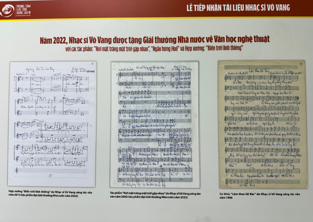 Az Archívumközpont értékes dokumentumokat kapott An Thuyen és Vo Vang zenészektől - 3 Trung tâm Lưu trữ tiếp nhận tài liệu quý của nhạc sĩ An Thuyên và Võ Vang - 3