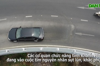 Sụt lún mặt cầu tại nút giao 1.350 tỷ đồng ở Nha Trang