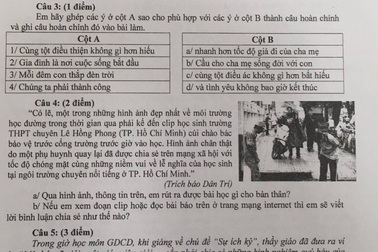 Tham nhũng, hối lộ; học sinh cúi chào bác bảo vệ... vào đề kiểm tra môn GDCD